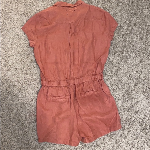 Mauvey burnt orange button up loft romper - Picture 2 of 2